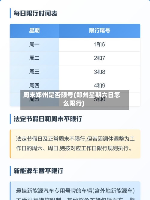 周末郑州是否限号(郑州星期六日怎么限行)-第3张图片